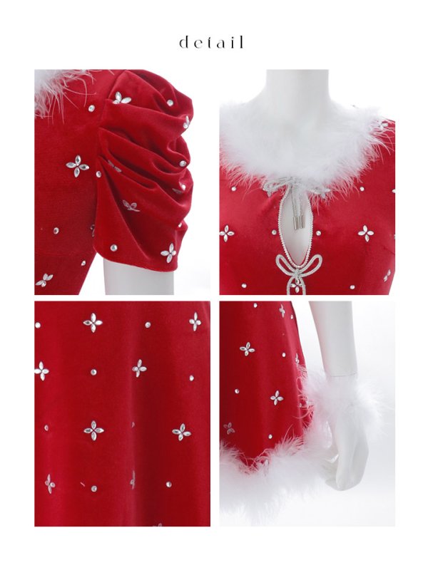 画像25: 【即日発送】【サンタ】リボンベロア半袖ワンピースサンタコスプレ【コスプレ3点セット】【S-Lサイズ/2カラー】[OF03]