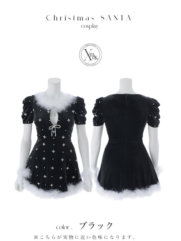 画像19: 【即日発送】【サンタ】リボンベロア半袖ワンピースサンタコスプレ【コスプレ3点セット】【S-Lサイズ/2カラー】[OF03]