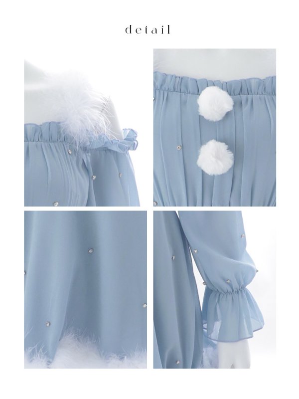 画像48: 【ノベルティ】【即日発送】【サンタ】袖付きシフォンワンピースビジューサンタコスプレ【コスプレ3点セット】【S-Mサイズ/2カラー】[OF04]