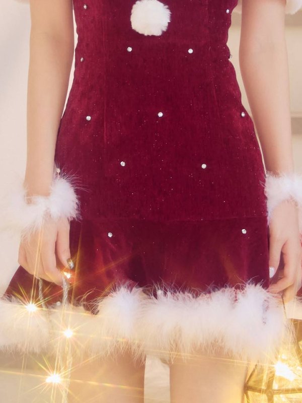 画像19: 【即日発送】【サンタ】オフショルファービジューマーメイドサンタコスプレ【コスプレ4点セット】【XS-Lサイズ/2カラー】[OF04]