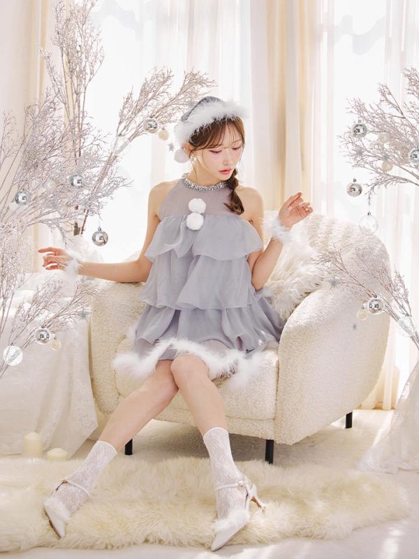 画像10: 【即日発送】【サンタ】アメスリフリルホルターネックサンタコスプレ【コスプレ4点セット】【XS-Lサイズ/2カラー】[OF04]