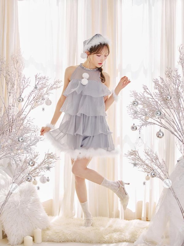 画像14: 【即日発送】【サンタ】アメスリフリルホルターネックサンタコスプレ【コスプレ4点セット】【XS-Lサイズ/2カラー】[OF04]