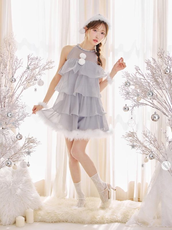 画像17: 【即日発送】【サンタ】アメスリフリルホルターネックサンタコスプレ【コスプレ4点セット】【XS-Lサイズ/2カラー】[OF04]