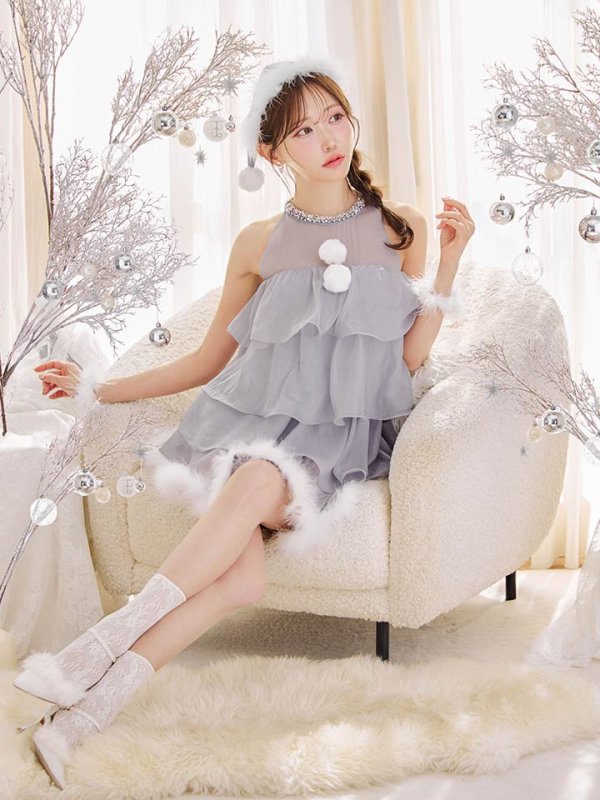 画像19: 【即日発送】【サンタ】アメスリフリルホルターネックサンタコスプレ【コスプレ4点セット】【XS-Lサイズ/2カラー】[OF04]