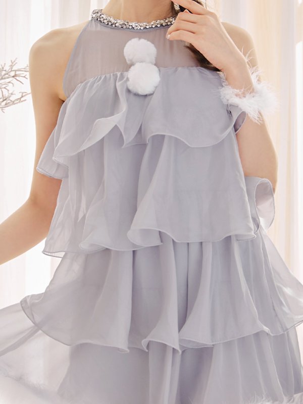 画像21: 【即日発送】【サンタ】アメスリフリルホルターネックサンタコスプレ【コスプレ4点セット】【XS-Lサイズ/2カラー】[OF04]