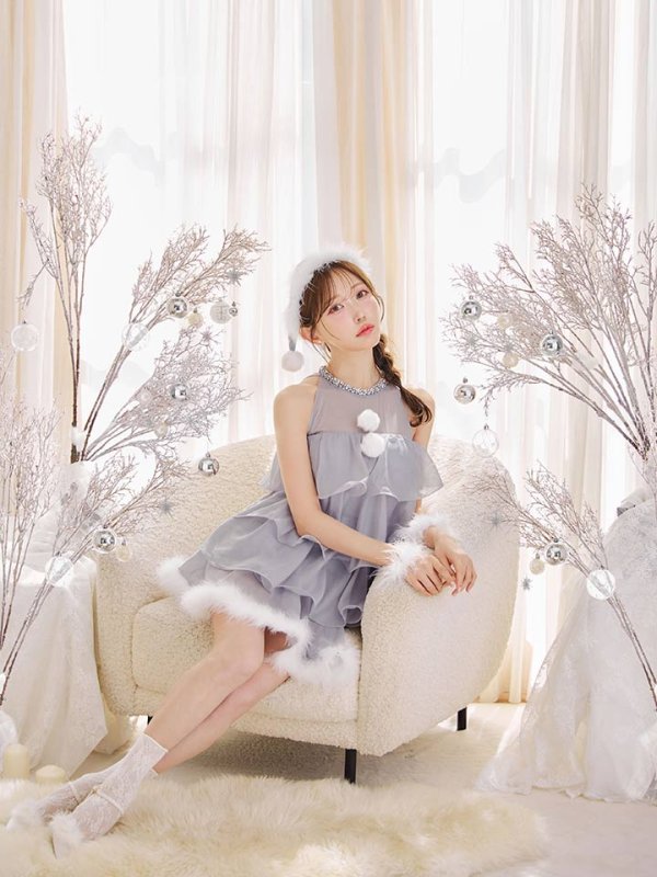 画像7: 【即日発送】【サンタ】アメスリフリルホルターネックサンタコスプレ【コスプレ4点セット】【XS-Lサイズ/2カラー】[OF04]