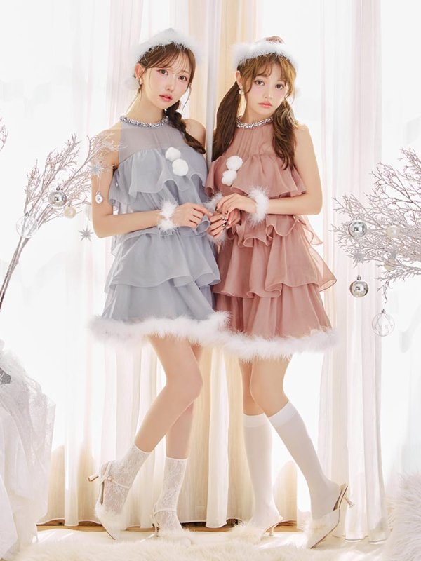 画像10: 【即日発送】【サンタ】アメスリフリルホルターネックサンタコスプレ【コスプレ4点セット】【XS-Lサイズ/2カラー】[OF04]