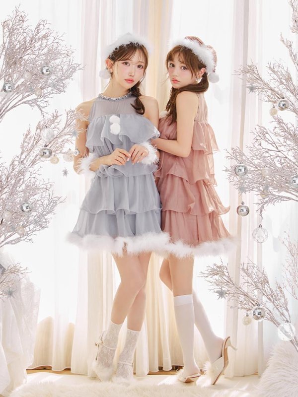 画像14: 【即日発送】【サンタ】アメスリフリルホルターネックサンタコスプレ【コスプレ4点セット】【XS-Lサイズ/2カラー】[OF04]
