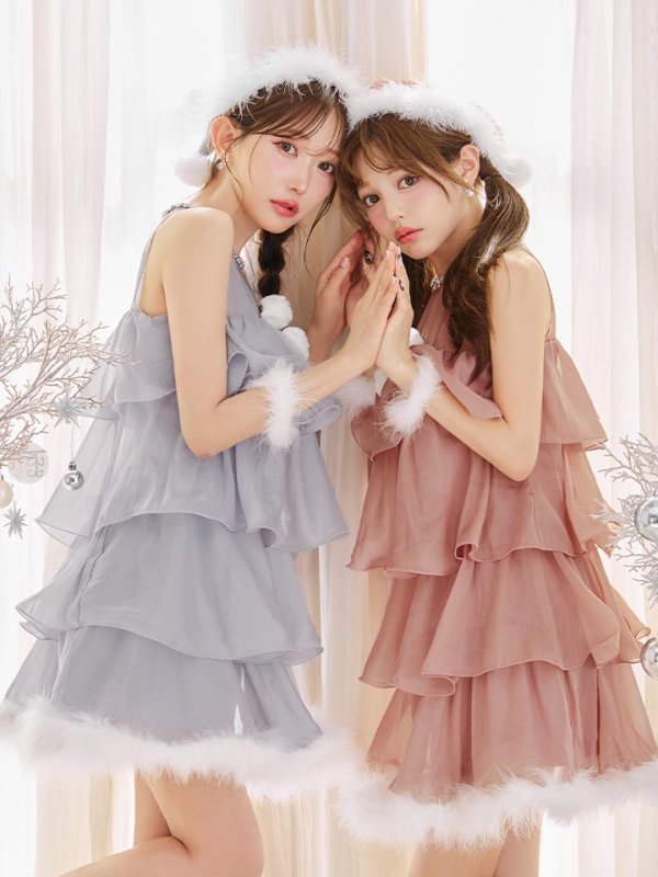 画像8: 【即日発送】【サンタ】アメスリフリルホルターネックサンタコスプレ【コスプレ4点セット】【XS-Lサイズ/2カラー】[OF04]