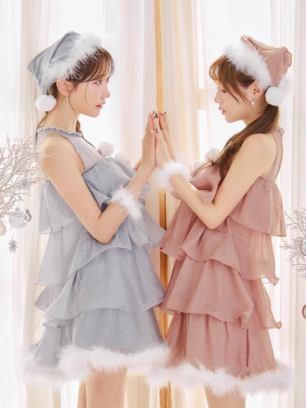 画像9: 【即日発送】【サンタ】アメスリフリルホルターネックサンタコスプレ【コスプレ4点セット】【XS-Lサイズ/2カラー】[OF04]