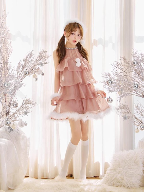 画像15: 【即日発送】【サンタ】アメスリフリルホルターネックサンタコスプレ【コスプレ4点セット】【XS-Lサイズ/2カラー】[OF04]