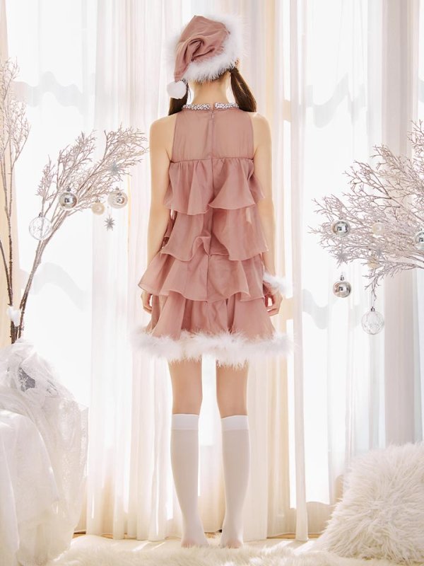 画像19: 【即日発送】【サンタ】アメスリフリルホルターネックサンタコスプレ【コスプレ4点セット】【XS-Lサイズ/2カラー】[OF04]