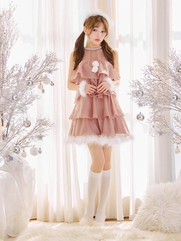 画像8: 【即日発送】【サンタ】アメスリフリルホルターネックサンタコスプレ【コスプレ4点セット】【XS-Lサイズ/2カラー】[OF04]