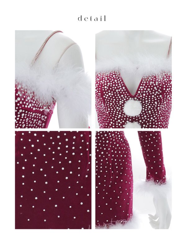 画像22: 【即日発送】【サンタ】グラデーションビジューアームウォーマー付きサンタコスプレ【コスプレ4点セット】【XS-Mサイズ/2カラー】[OF03]