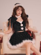 【即日発送】【サンタ】チュールリボンアーガイル風サンタコスプレ【コスプレ6点セット】【XS-XLサイズ/3カラー】[OF04]