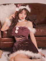 【即日発送】【送料無料！】【サンタ】チュールフリルオフショルセットアップサンタコスプレ【コスプレ6点セット】【XS-Lサイズ/2カラー】[OF04/OF04]