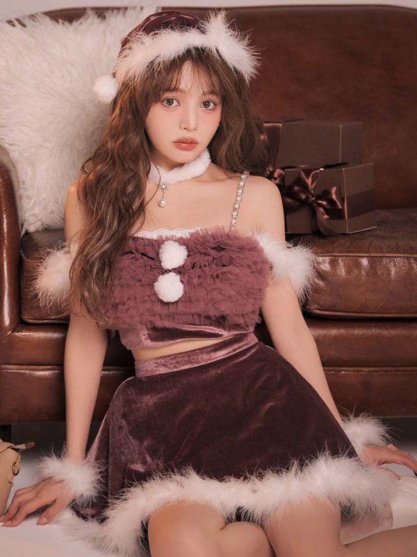 画像11: 【即日発送】【送料無料！】【サンタ】チュールフリルオフショルセットアップサンタコスプレ【コスプレ6点セット】【XS-Lサイズ/2カラー】[OF04/OF04]