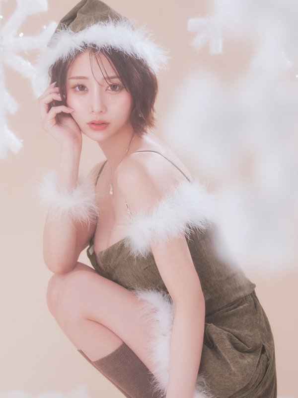 画像13: 【即日発送】【サンタ】ファーショルダーシースルーフレアサンタコスプレ【コスプレ5点セット】【XS-XLサイズ/2カラー】[OF04]