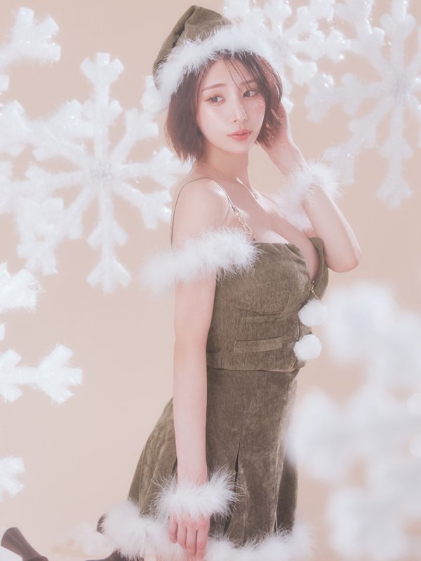 画像17: 【即日発送】【サンタ】ファーショルダーシースルーフレアサンタコスプレ【コスプレ5点セット】【XS-XLサイズ/2カラー】[OF04]