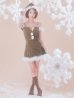 画像20: 【即日発送】【サンタ】ファーショルダーシースルーフレアサンタコスプレ【コスプレ5点セット】【XS-XLサイズ/2カラー】[OF04] (20)