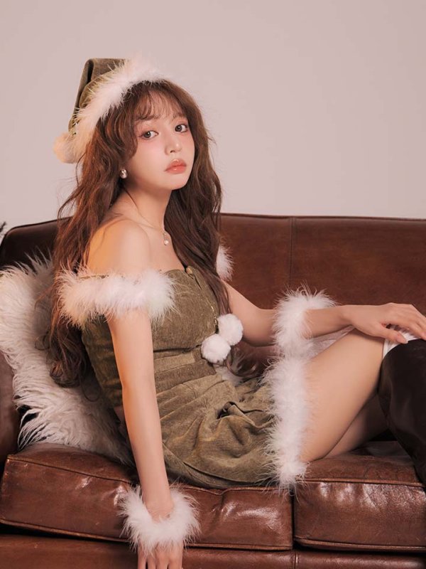 画像17: 【即日発送】【サンタ】ファーショルダーシースルーフレアサンタコスプレ【コスプレ5点セット】【XS-XLサイズ/2カラー】[OF04]