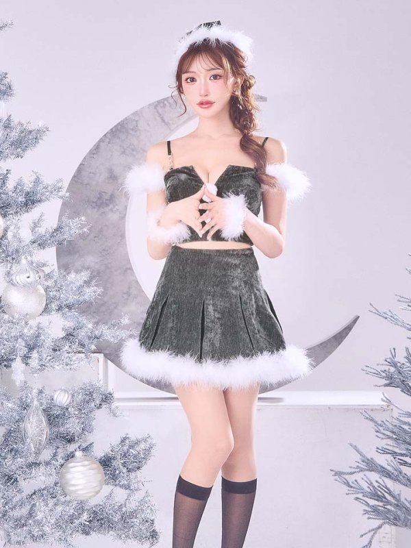 画像13: 【即日発送】【サンタ】ファーショルダーシースルーフレアサンタコスプレ【コスプレ5点セット】【XS-XLサイズ/2カラー】[OF04]