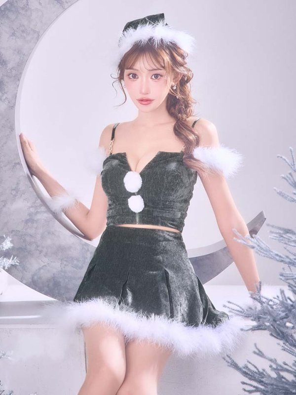 画像15: 【即日発送】【サンタ】ファーショルダーシースルーフレアサンタコスプレ【コスプレ5点セット】【XS-XLサイズ/2カラー】[OF04]