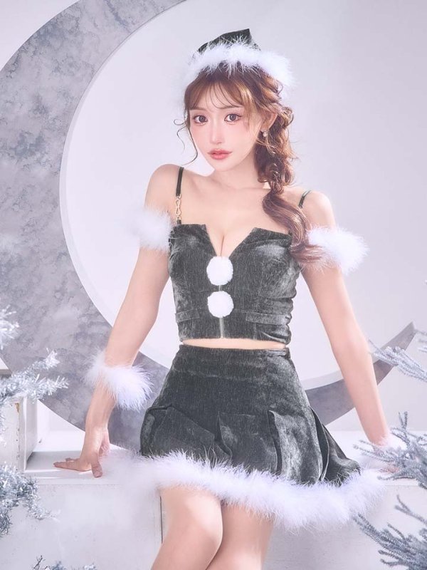 画像19: 【即日発送】【サンタ】ファーショルダーシースルーフレアサンタコスプレ【コスプレ5点セット】【XS-XLサイズ/2カラー】[OF04]