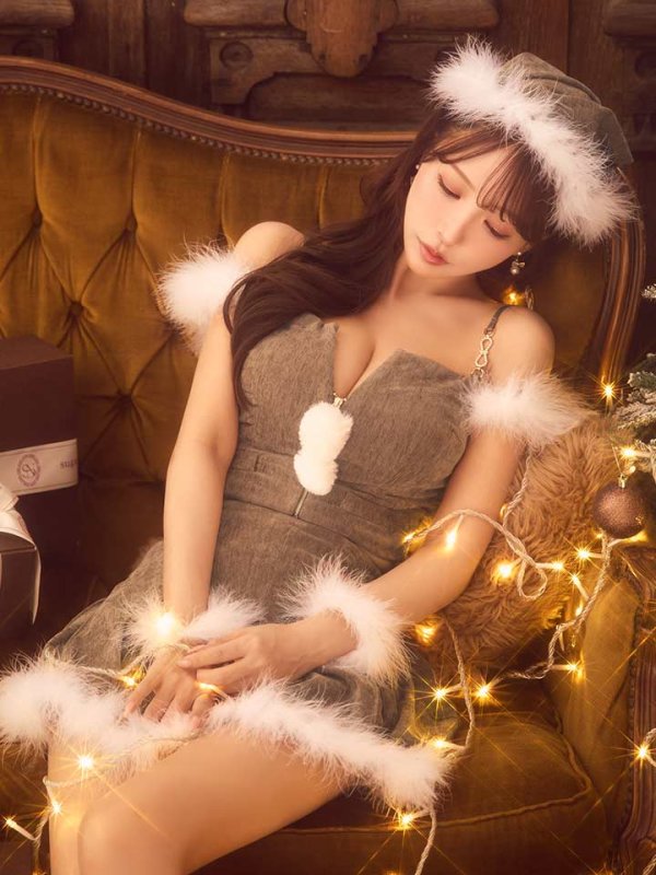 画像8: 【即日発送】【サンタ】ファーショルダーシースルーフレアサンタコスプレ【コスプレ5点セット】【XS-XLサイズ/2カラー】[OF04]