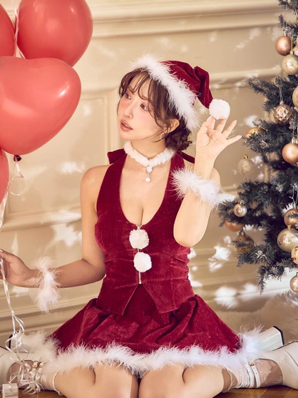 画像9: 【即日発送】【サンタ】ホルターネックジップセットアップサンタコスプレ【コスプレ6点セット】【XS-XLサイズ/2カラー】[OF04]
