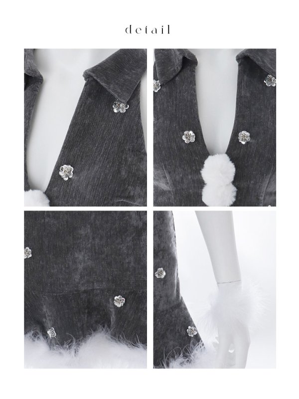 画像41: 【即日発送】【サンタ】スパンコールフラワーサンタコスプレ【コスプレ4点セット】【XS-Lサイズ/2カラー】[OF04]