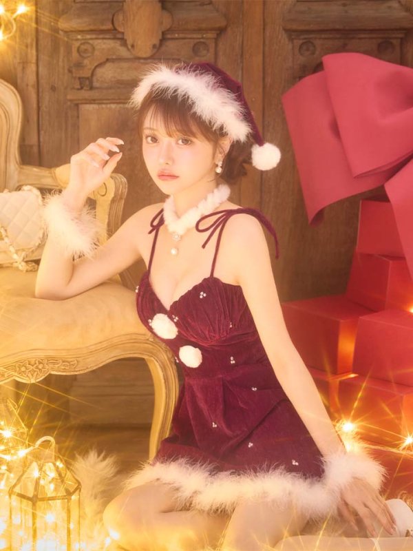 画像19: 【即日発送】【サンタ】　紐リボンフレアビジューサンタコスプレ【コスプレ5点セット】【XS-Mサイズ/2カラー】[OF04]