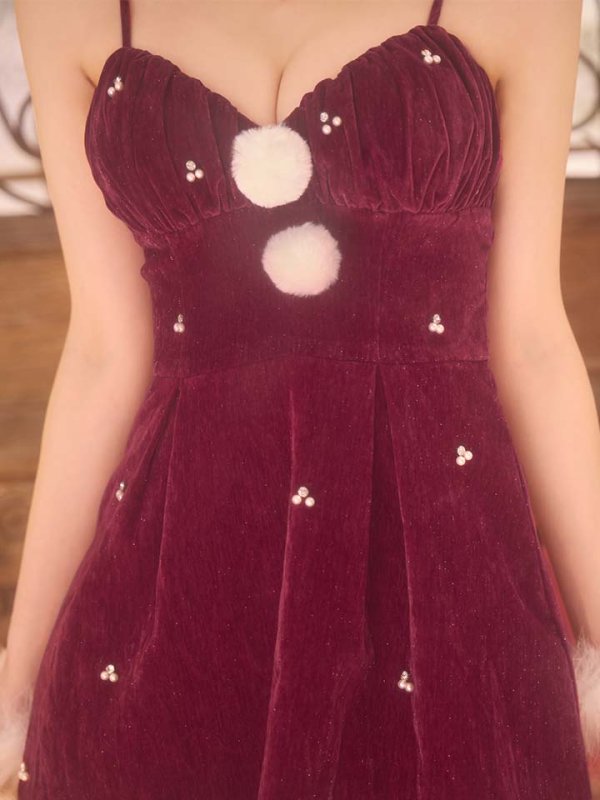 画像22: 【即日発送】【サンタ】　紐リボンフレアビジューサンタコスプレ【コスプレ5点セット】【XS-Mサイズ/2カラー】[OF04]