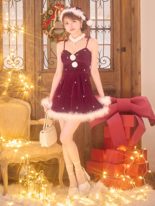 画像13: 【即日発送】【サンタ】　紐リボンフレアビジューサンタコスプレ【コスプレ5点セット】【XS-Mサイズ/2カラー】[OF04]