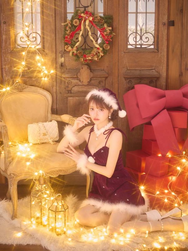 画像15: 【即日発送】【サンタ】　紐リボンフレアビジューサンタコスプレ【コスプレ5点セット】【XS-Mサイズ/2カラー】[OF04]