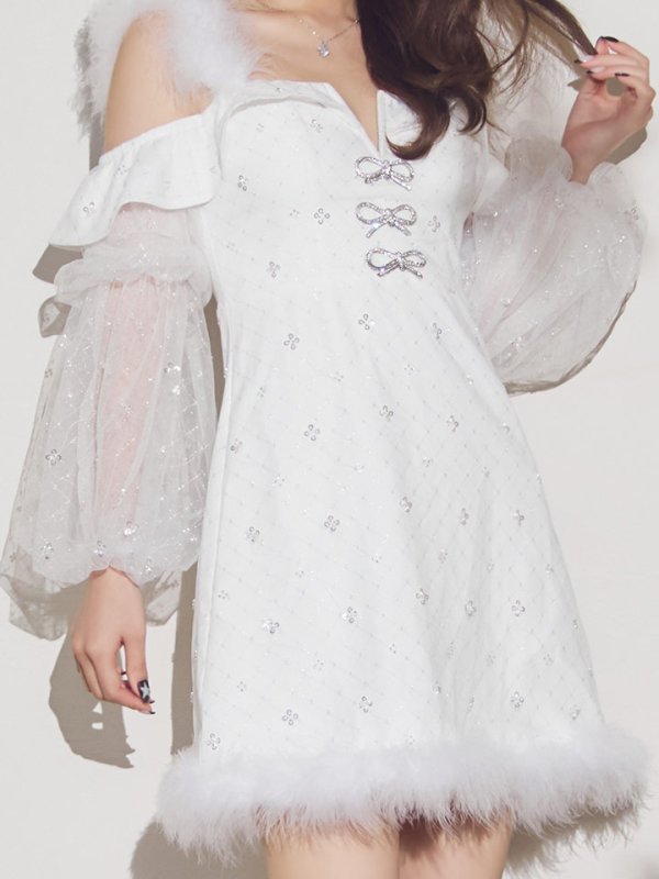 画像24: 【予約 / 11月下旬発送予定】【送料無料！】【サンタ】オフショルチュール袖リボンサンタコスプレ【コスプレ3点セット】【XS-Lサイズ/1カラー】[OF03]