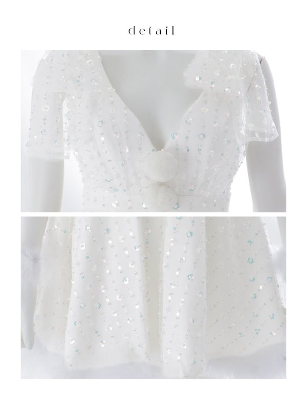 画像25: 【即日発送】【送料無料！】【サンタ】パールスパンコールレースフレアサンタコスプレ【コスプレ3点セット】【S-Lサイズ/1カラー】[HC02]