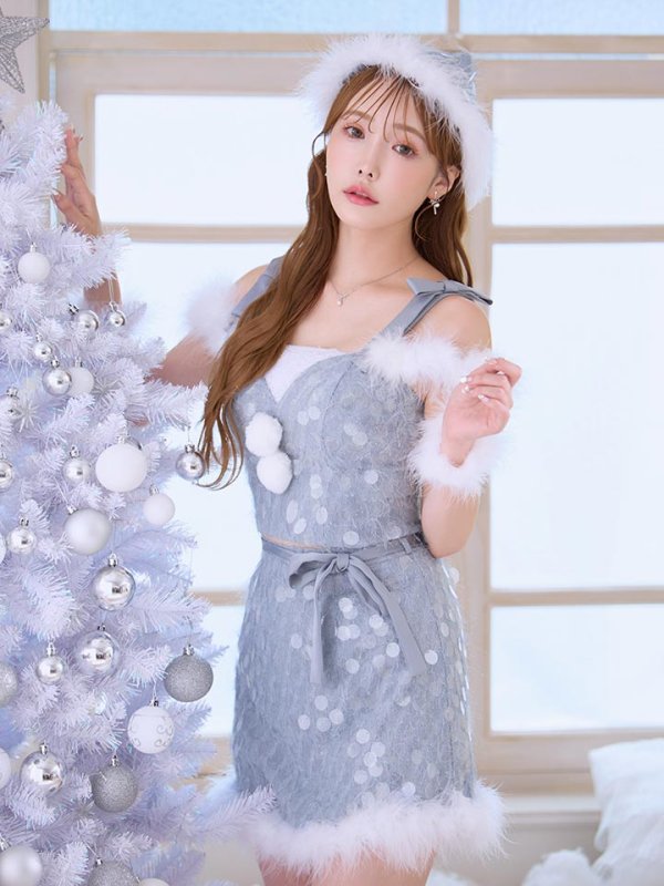 画像3: 【予約 / 12月上旬発送予定】【送料無料！】【サンタ】ラメニットリボンセットアップサンタコスプレ【コスプレ5点セット】【XS-Lサイズ/2カラー】[OF03]