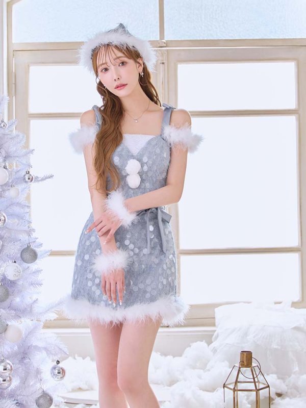 画像8: 【予約 / 12月上旬発送予定】【送料無料！】【サンタ】ラメニットリボンセットアップサンタコスプレ【コスプレ5点セット】【XS-Lサイズ/2カラー】[OF03]