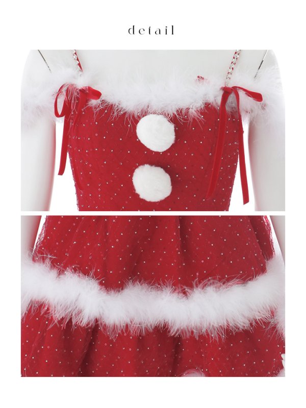 画像39: 【予約 / 11月下旬発送予定】【送料無料！】【サンタ】サイドリボンストーンフリルサンタコスプレ【コスプレ4点セット】【XS-XLサイズ/1カラー】[OF01]