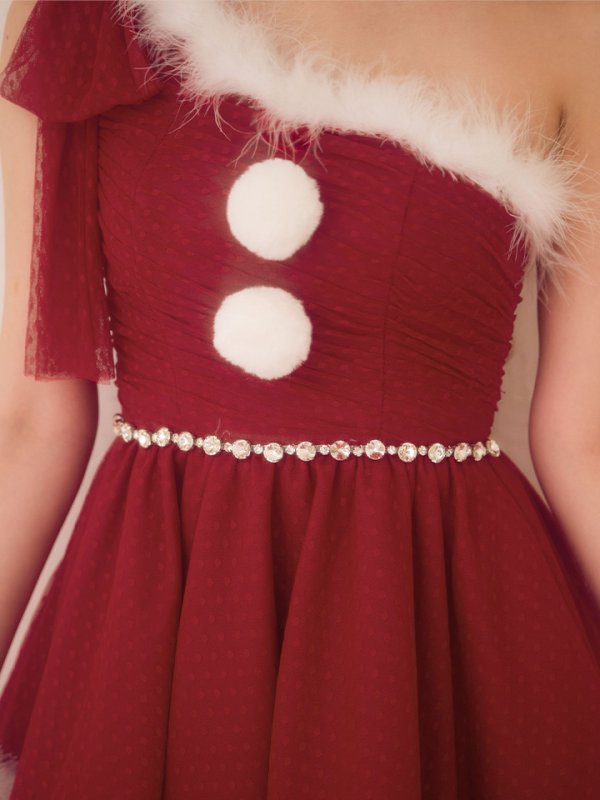 画像33: 【ノベルティ】【予約 / 11月中旬発送予定】【送料無料！】【サンタ】ワンショルリボンドットチュールサンタコスプレ【コスプレ4点セット】【XS-Lサイズ/2カラー】[OF03]