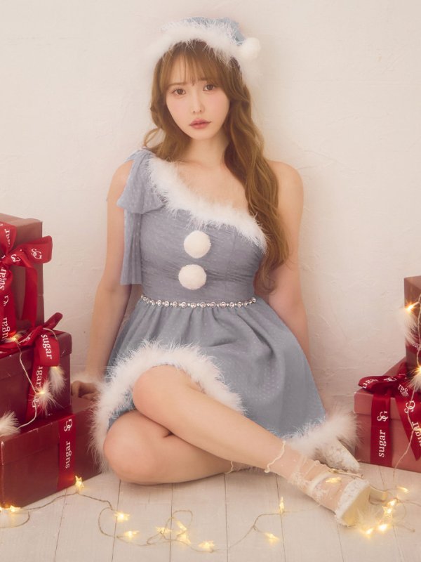 画像10: 【ノベルティ】【予約 / 11月中旬発送予定】【送料無料！】【サンタ】ワンショルリボンドットチュールサンタコスプレ【コスプレ4点セット】【XS-Lサイズ/2カラー】[OF03]