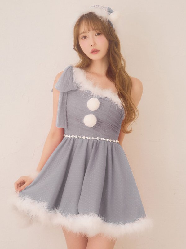 画像12: 【ノベルティ】【予約 / 11月中旬発送予定】【送料無料！】【サンタ】ワンショルリボンドットチュールサンタコスプレ【コスプレ4点セット】【XS-Lサイズ/2カラー】[OF03]