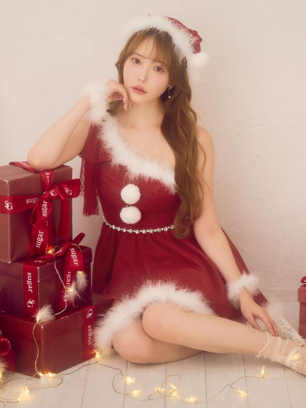 画像30: 【ノベルティ】【予約 / 11月中旬発送予定】【送料無料！】【サンタ】ワンショルリボンドットチュールサンタコスプレ【コスプレ4点セット】【XS-Lサイズ/2カラー】[OF03]