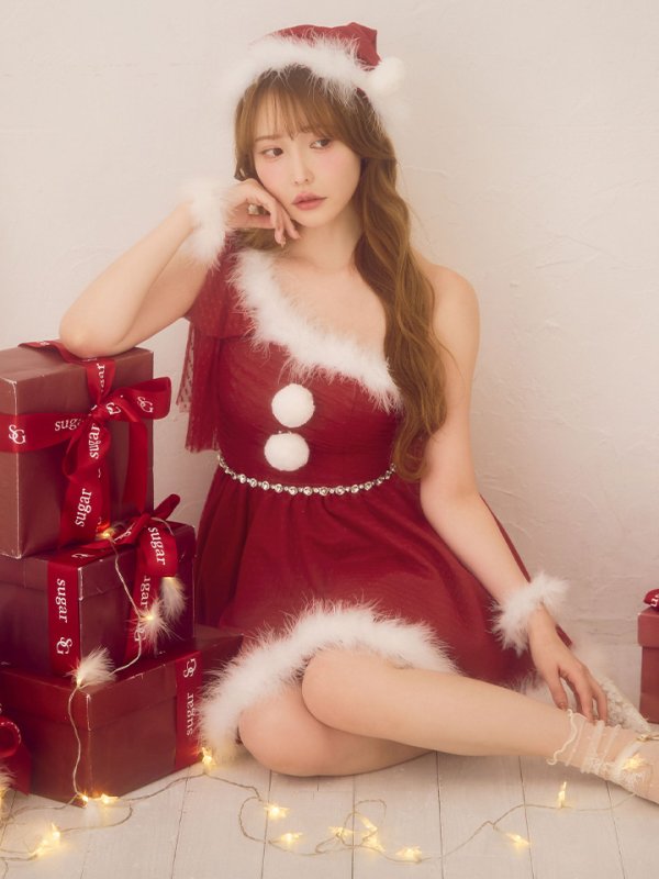 画像31: 【ノベルティ】【予約 / 11月中旬発送予定】【送料無料！】【サンタ】ワンショルリボンドットチュールサンタコスプレ【コスプレ4点セット】【XS-Lサイズ/2カラー】[OF03]