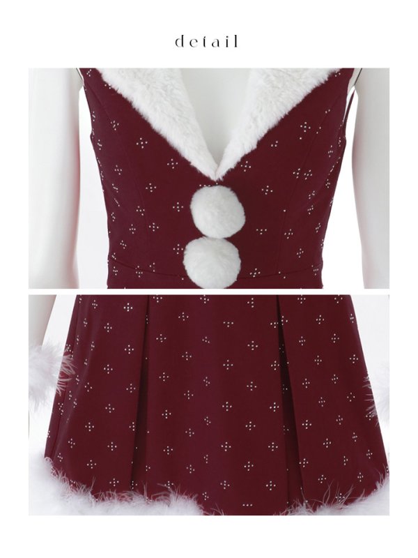 画像42: 【即日発送】【サンタ】ファー襟付きラメワンピサンタコスプレ【コスプレ4点セット】【S-Mサイズ/2カラー】[OF01]