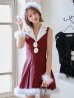 画像2: 【即日発送】【サンタ】ファー襟付きラメワンピサンタコスプレ【コスプレ4点セット】【S-Mサイズ/2カラー】[OF01] (2)