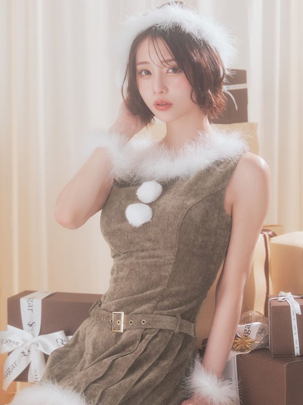 画像18: 【即日発送】【サンタ】ベルト付きファーサンタコスプレ【コスプレ4点セット】【XS-XLサイズ/3カラー】[OF04]