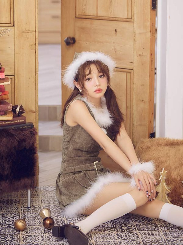 画像16: 【即日発送】【サンタ】ベルト付きファーサンタコスプレ【コスプレ4点セット】【XS-XLサイズ/3カラー】[OF04]