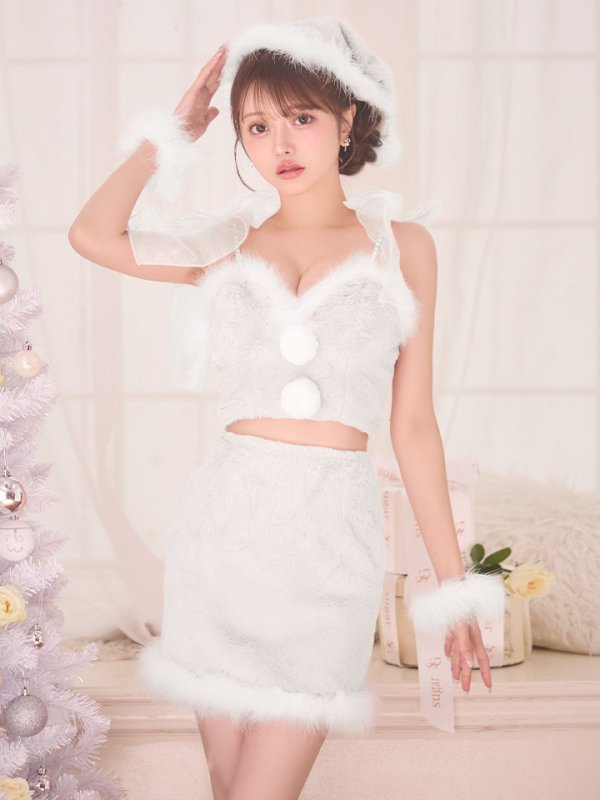 画像1: 【即日発送】【サンタ】チュールリボンセットアップサンタコスプレ【コスプレ7点セット】【XS-Mサイズ/2カラー】[OF01]